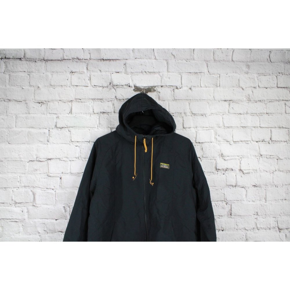 LL Bean Mountain Classic Black Nylon Lined Full-Zip Hooded Jacket XL - Picture 3 of 8
